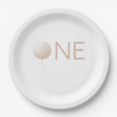Simple Minimal Balloon 1st Birthday Party ペーパープレート (正面)