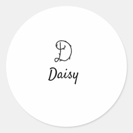 Simple minimal black monogram letter D add name T ラウンドシール (正面)
