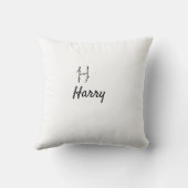 Simple minimal black monogram letter H add name クッション (裏面)