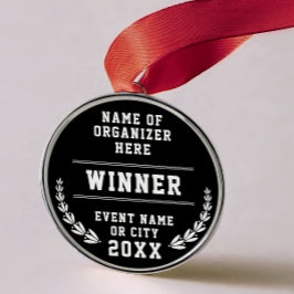 Simple Minimal Black White Sport Company Medal メタルオーナメント