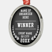 Simple Minimal Black White Sport Company Medal メタルオーナメント (左)