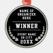 Simple Minimal Black White Sport Company Medal メタルオーナメント (正面)