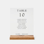 Simple Minimal Black White Wedding Seating Chart アクリルサイン (正面)