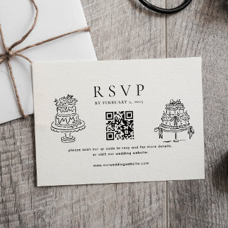 Simple Minimal Cake Wedding Qr Code Wedding  出欠カード