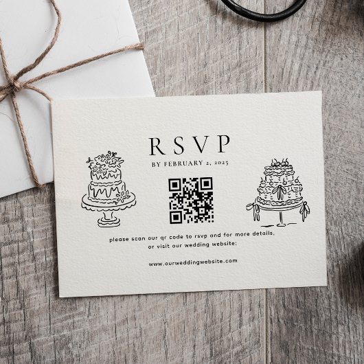 Simple Minimal Cake Wedding Qr Code Wedding  出欠カード