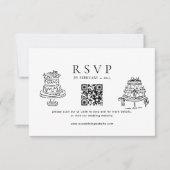 Simple Minimal Cake Wedding Qr Code Wedding  出欠カード (正面)