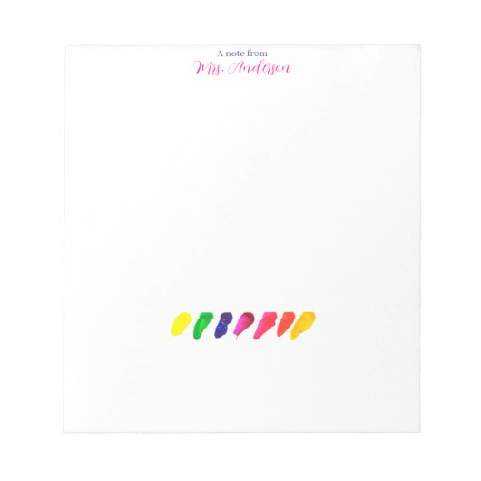 Simple Minimal Colored Kindergarten Teacher ノートパッド (正面)