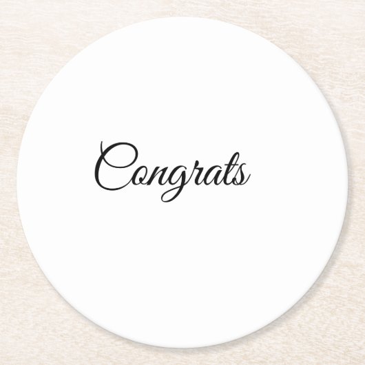 Simple minimal congratulations add your text name  ラウンドペーパーコースター (正面)