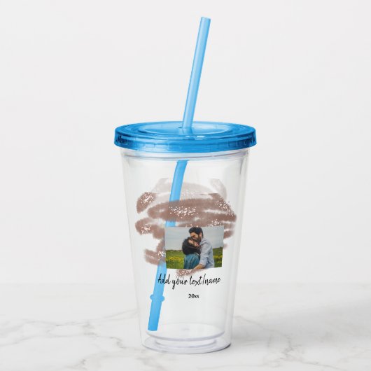 simple minimal customized name monogram text throw アクリルタンブラー (裏面)