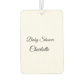 SIMPLE MINIMAL.CUTIE ADD NAME BABY baby shower Thr カーエアーフレッシュナー (裏面)