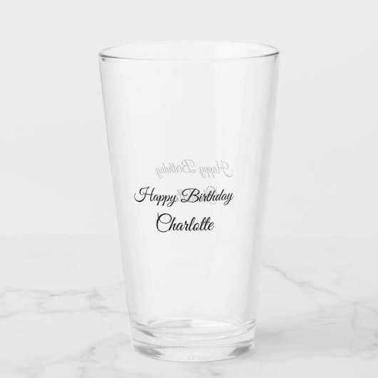 SIMPLE MINIMAL.CUTIE ADD NAME BABY happy birthday  タンブラーグラス (正面)