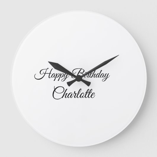 SIMPLE MINIMAL.CUTIE ADD NAME BABY happy birthday  ラージ壁時計 (正面)