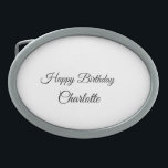 SIMPLE MINIMAL.CUTIE ADD NAME BABY happy birthday  卵形バックル<br><div class="desc">Design</div>