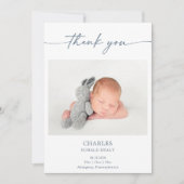 Simple Minimal Elegant Baby Photo Thank You Card 招待状 (正面)