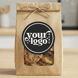 Simple Minimal Elegant Custom Logo Company Black ラウンドシール