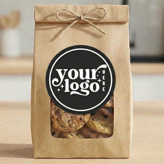 Simple Minimal Elegant Custom Logo Company Black ラウンドシール