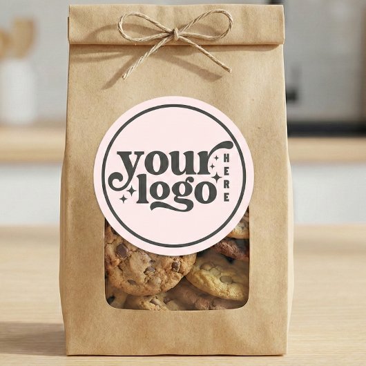 Simple Minimal Elegant Custom Logo Company Pink ラウンドシール