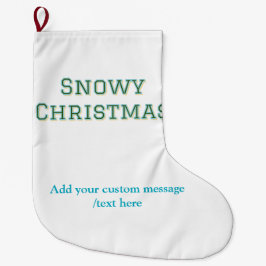 Simple minimal green happy holidays Christmas  ラージクリスマスストッキング