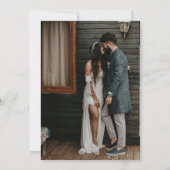 Simple Minimal Handwritten Wedding Photo Blue  招待状 (裏面)