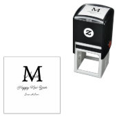 simple minimal happy new year monogram gray name  セルフインキングスタンプ (インサイチュ)