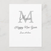 simple minimal happy new year monogram gray name ポストカード (正面)