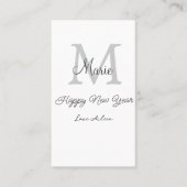 simple minimal happy new year monogram gray name  名刺 (正面)