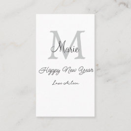 simple minimal happy new year monogram gray name  名刺