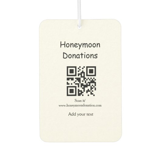 Simple minimal honeymoon donations wedding q r cod カーエアーフレッシュナー (正面)