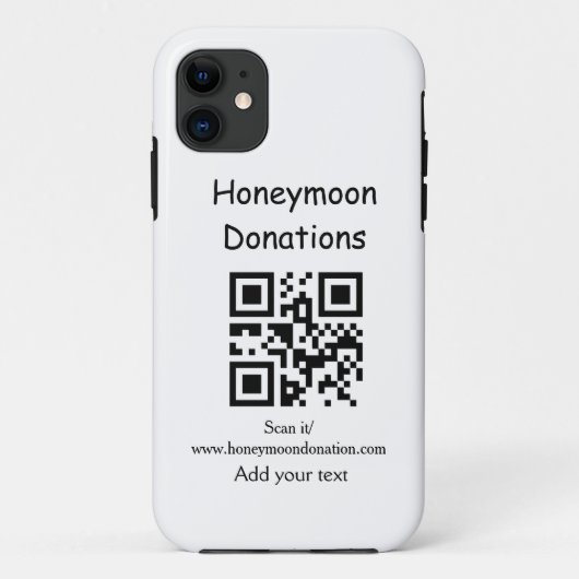 Simple minimal honeymoon donations wedding q r cod Case-Mate iPhoneケース (裏面)