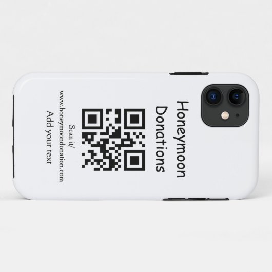 Simple minimal honeymoon donations wedding q r cod Case-Mate iPhoneケース (裏面(横))