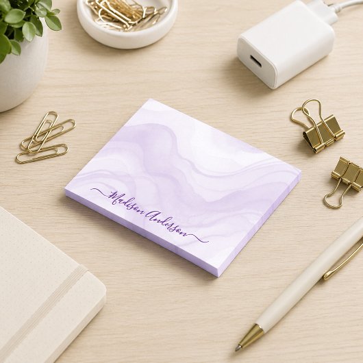 Simple Minimal Lavender Watercolor Personalized ポストイット