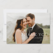 Simple Minimal Modern Wedding Photo サンキューカード (正面)