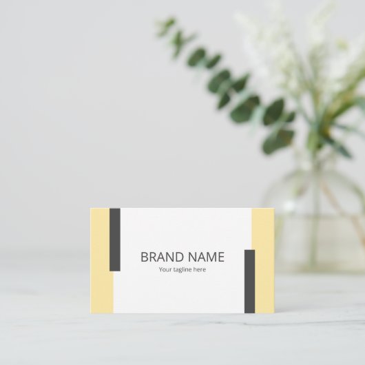 Simple Minimal Modern Yellow Black Line Frame 名刺 (スタンド正面)