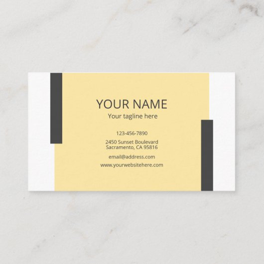 Simple Minimal Modern Yellow Black Line Frame 名刺 (裏面)