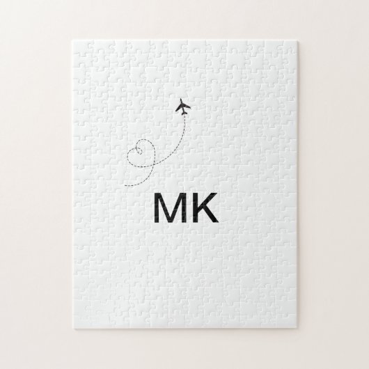 Simple minimal monogram add text travel plane phot ジグソーパズル (縦)