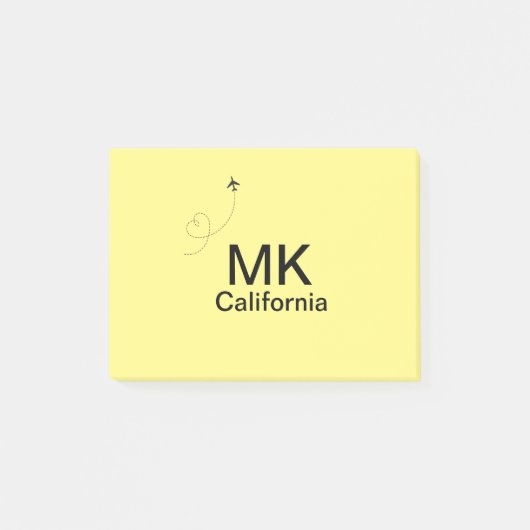 Simple minimal monogram add text travel plane phot ポストイット (正面)