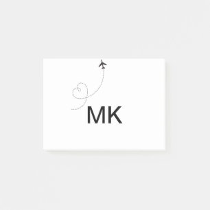Simple minimal monogram add text travel plane phot ポストイット
