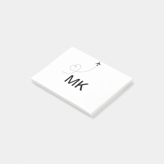 Simple minimal monogram add text travel plane phot ポストイット (アングル)