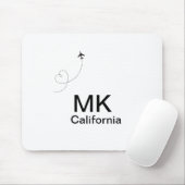 Simple minimal monogram add text travel plane phot マウスパッド (マウス)