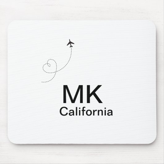 Simple minimal monogram add text travel plane phot マウスパッド (正面)