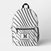 Simple Minimal Monogram black and white プリントバックパック (正面)
