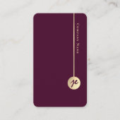 Simple Minimal Monogram Elegant Burgundy Wine Gold 名刺 (正面)
