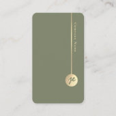 Simple Minimal Monogram Elegant Sage Green & Gold 名刺 (正面)