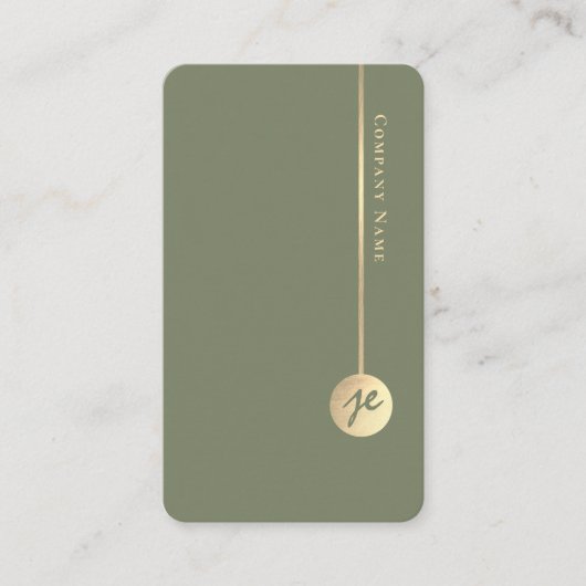 Simple Minimal Monogram Elegant Sage Green & Gold 名刺 (正面)