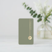 Simple Minimal Monogram Elegant Sage Green & Gold 名刺 (スタンド正面)