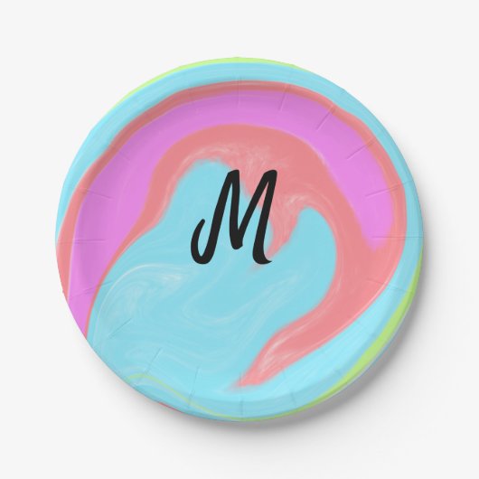 simple minimal monogram logo personalized baking   ペーパープレート (正面)