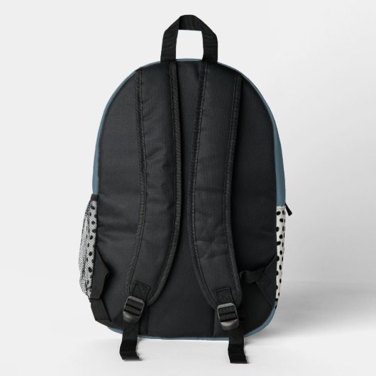 Simple Minimal Monogram Name Backpack プリントバックパック (裏面)