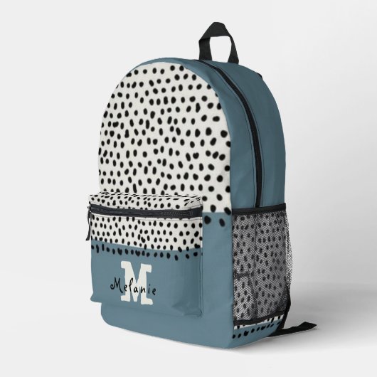 Simple Minimal Monogram Name Backpack プリントバックパック (裏面右端)