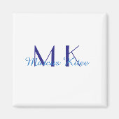 simple minimal monogram personalized name blue ret マグネット (正面)