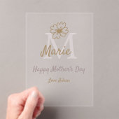 simple minimal mother's day monogram golden gray f アクリル招待状 (インサイチュ (ポータブル))